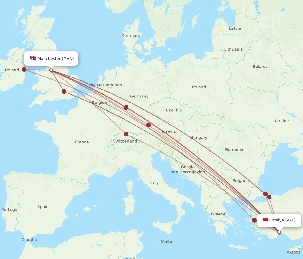 MAN-AYT flight routes