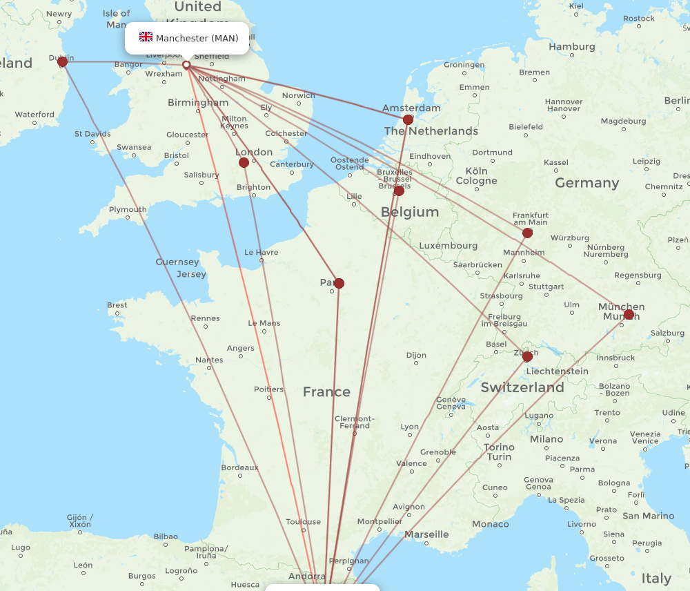 MAN-BCN flight routes