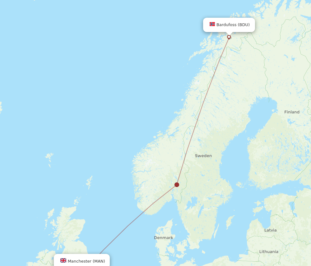 MAN-BDU flight routes