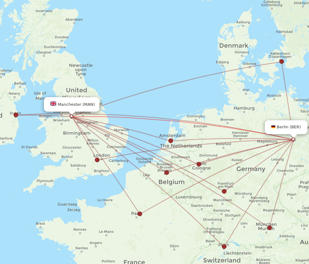 MAN to BER flights and routes map