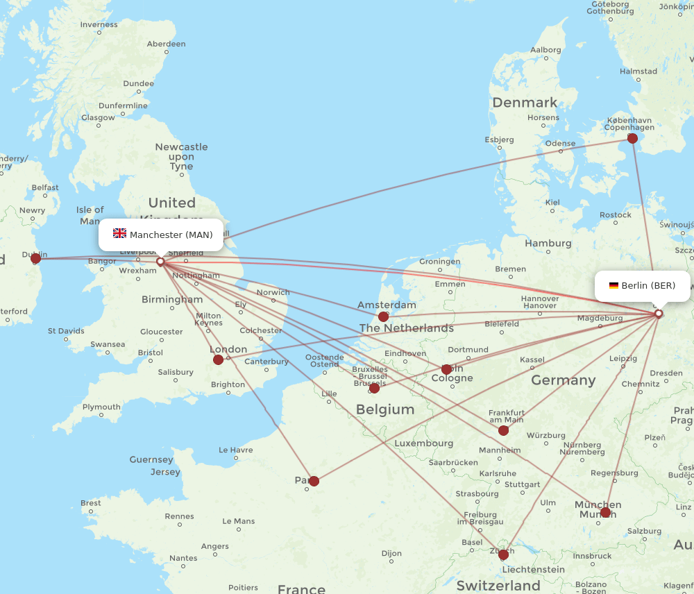 MAN-BER flight routes