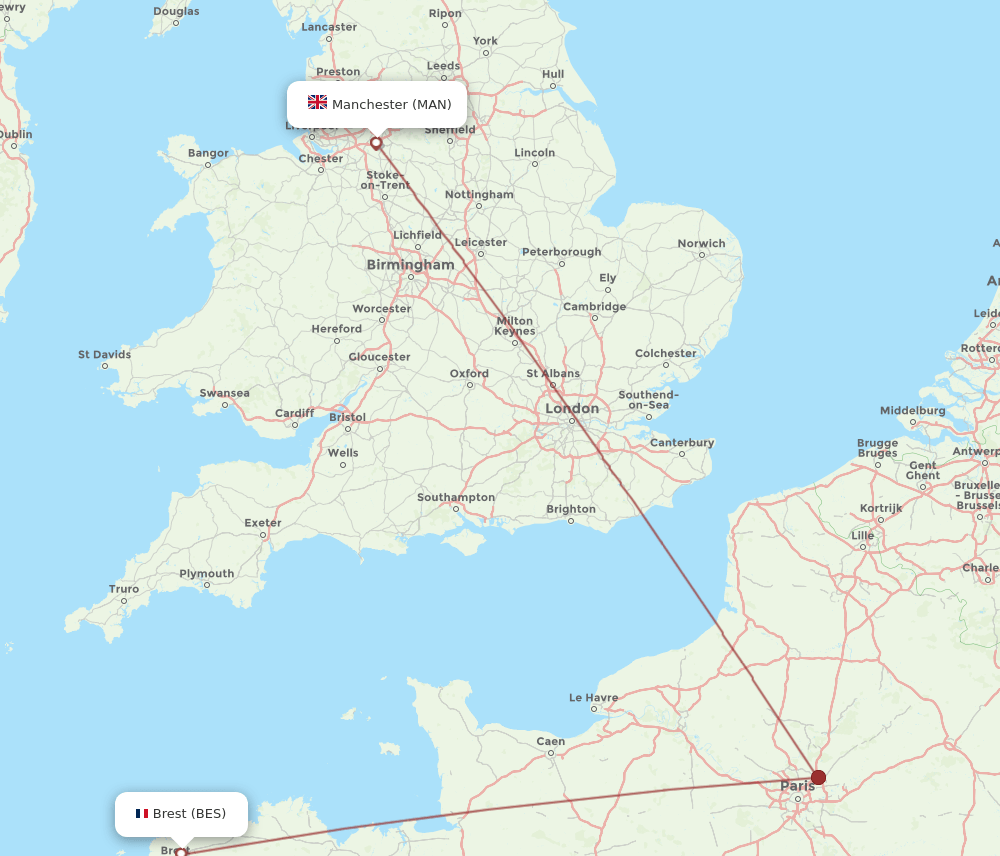 MAN-BES flight routes