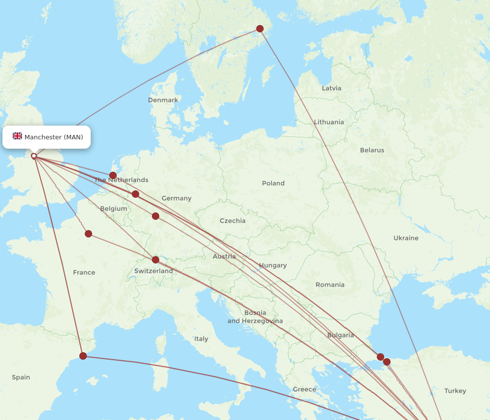 MAN to BEY flights and routes map