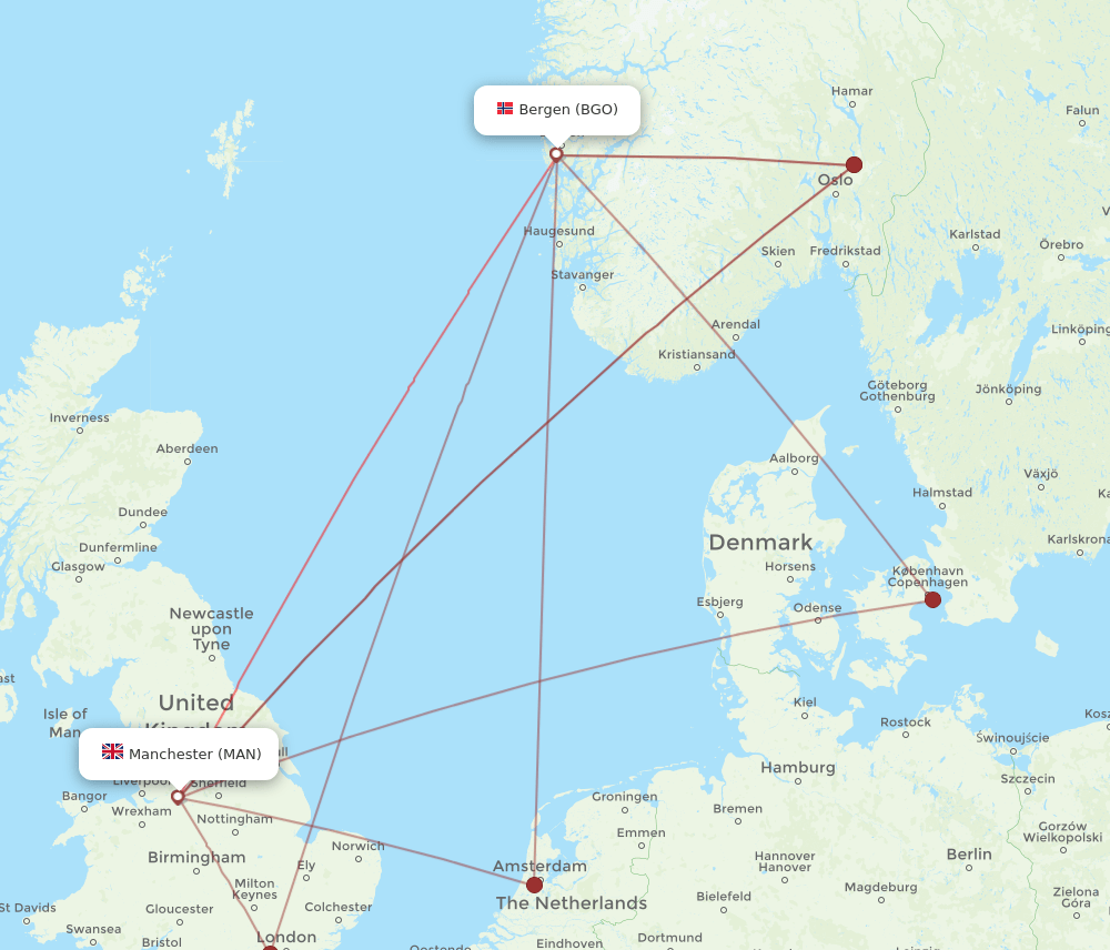 MAN-BGO flight routes