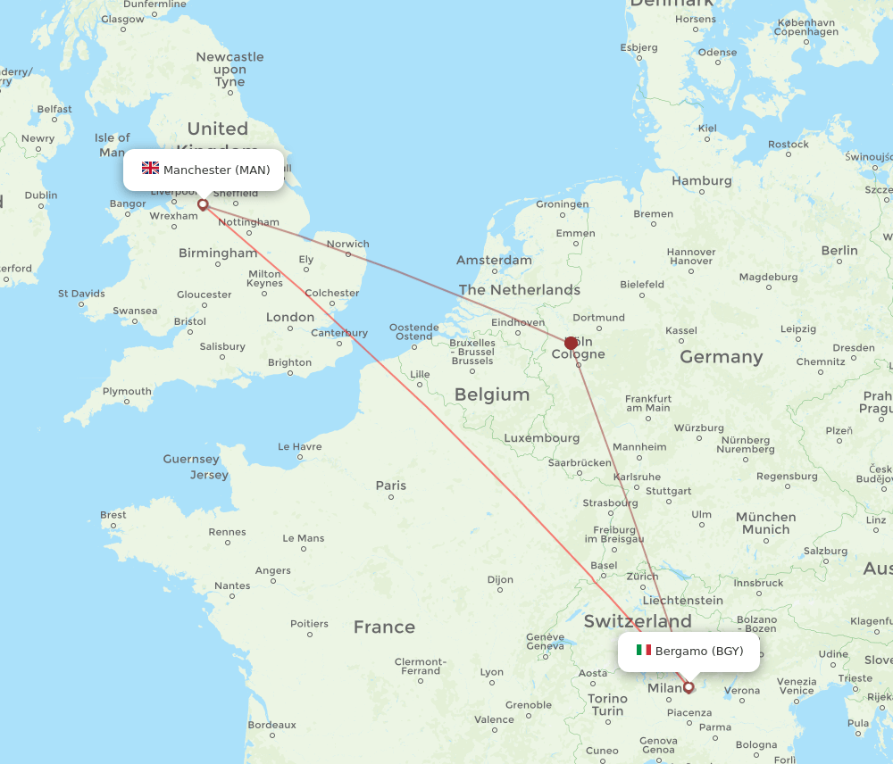 MAN-BGY flight routes