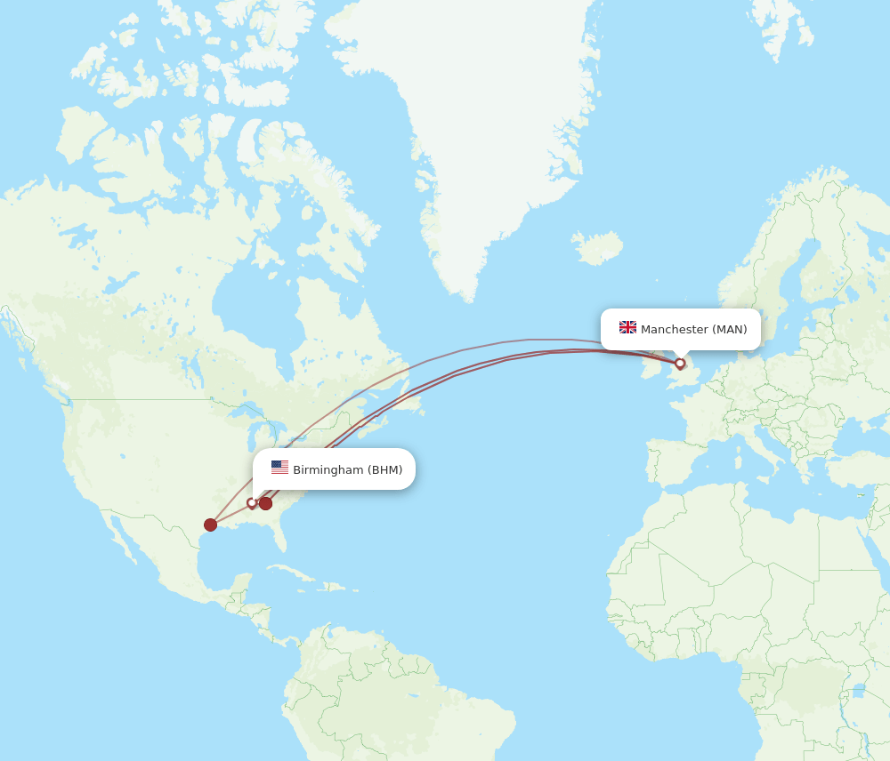 MAN-BHM flight routes