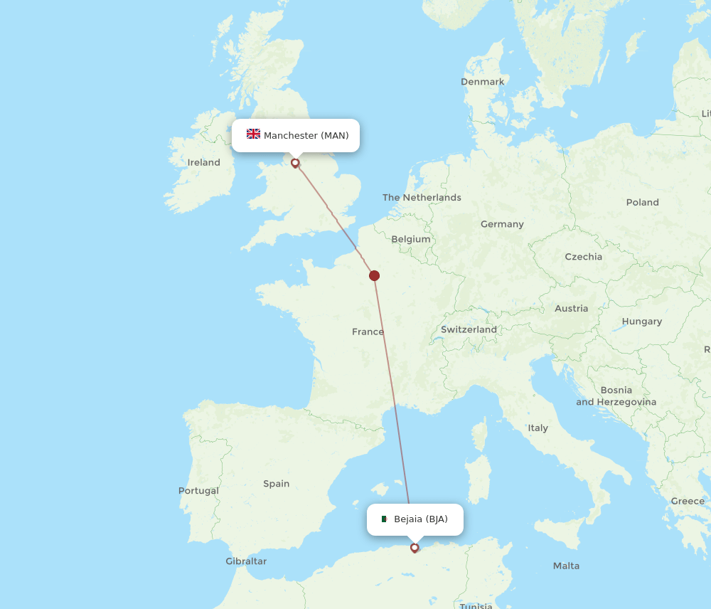 MAN-BJA flight routes