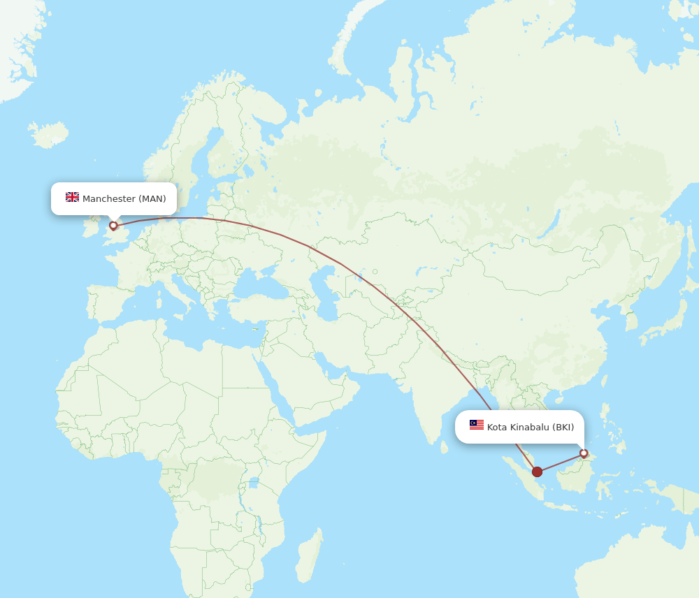 MAN-BKI flight routes
