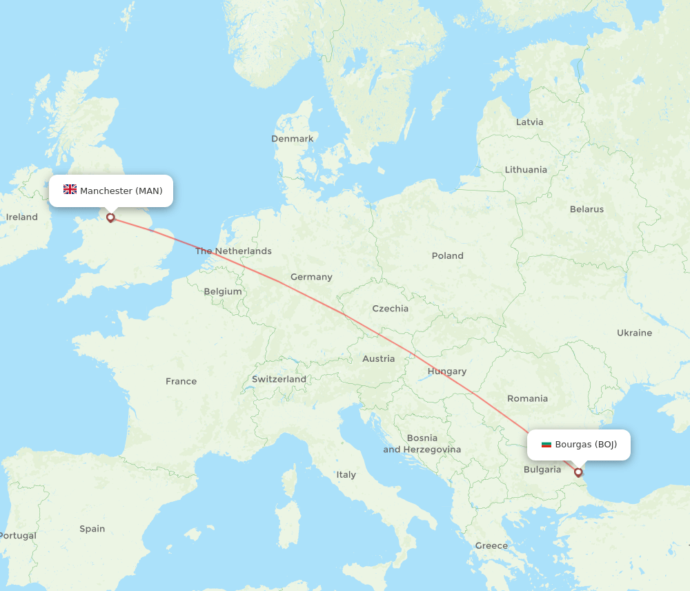 MAN to BOJ flights and routes map