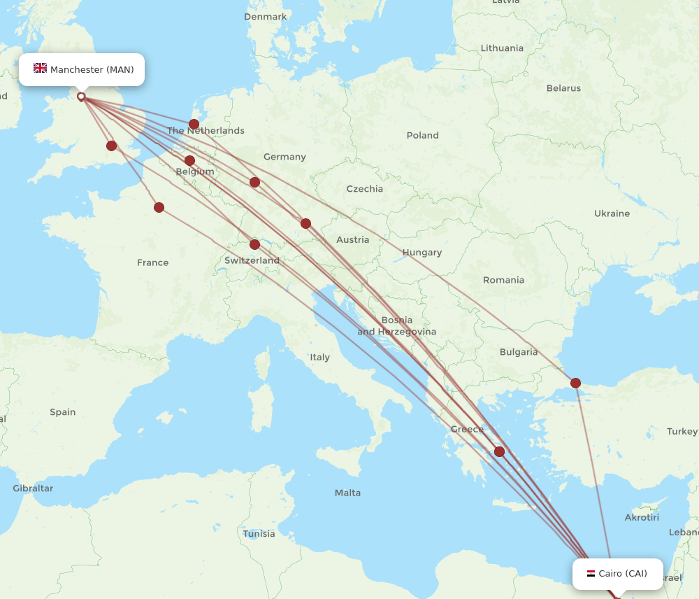 MAN-CAI flight routes