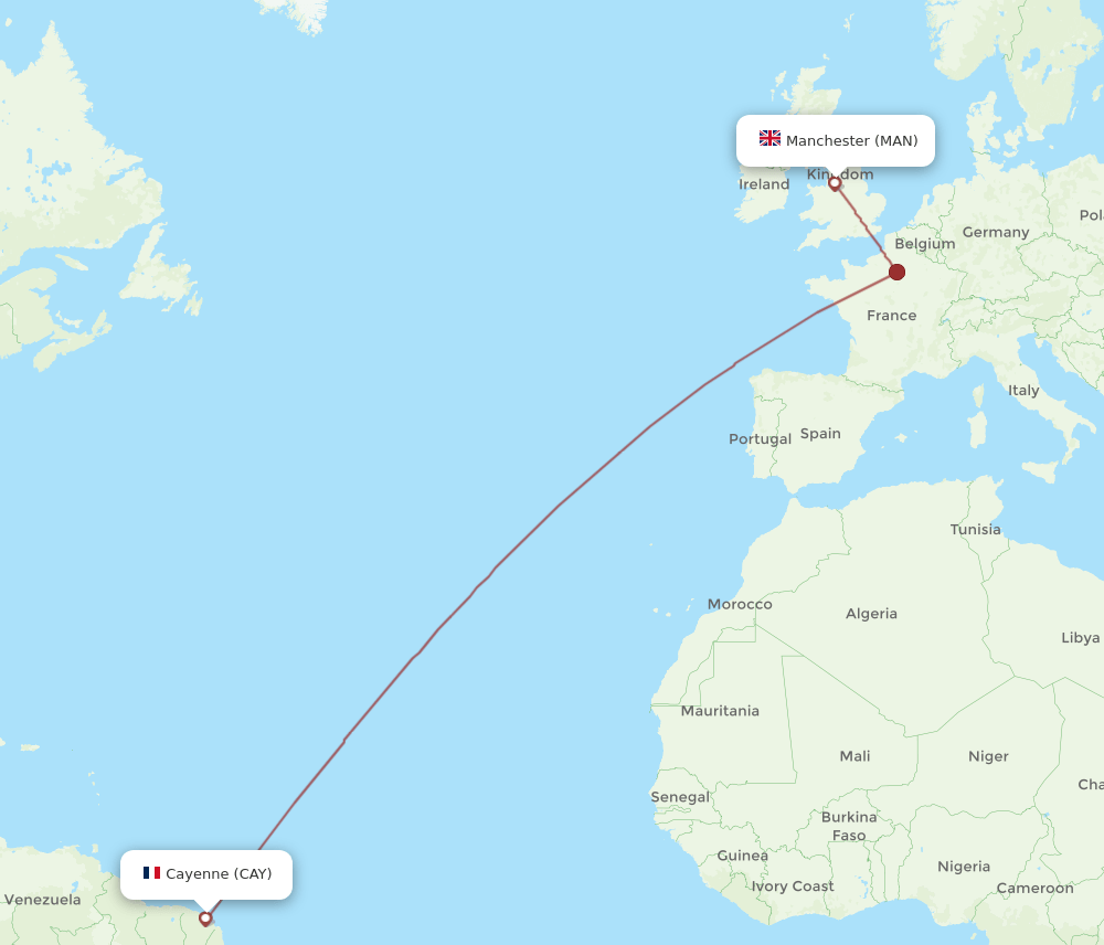 MAN-CAY flight routes