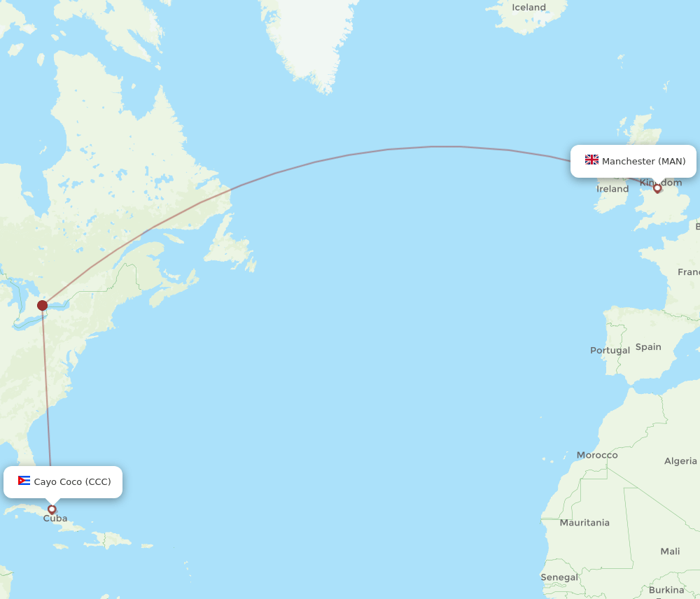 MAN-CCC flight routes