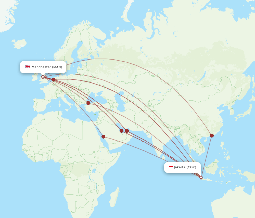 MAN to CGK flights and routes map