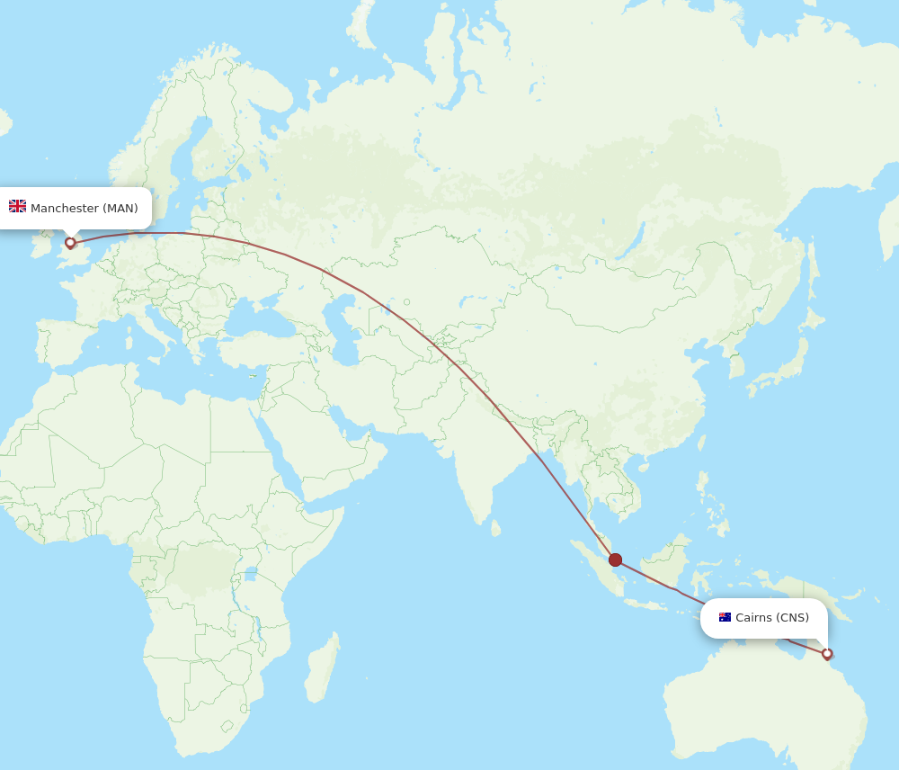 MAN to CNS flights and routes map