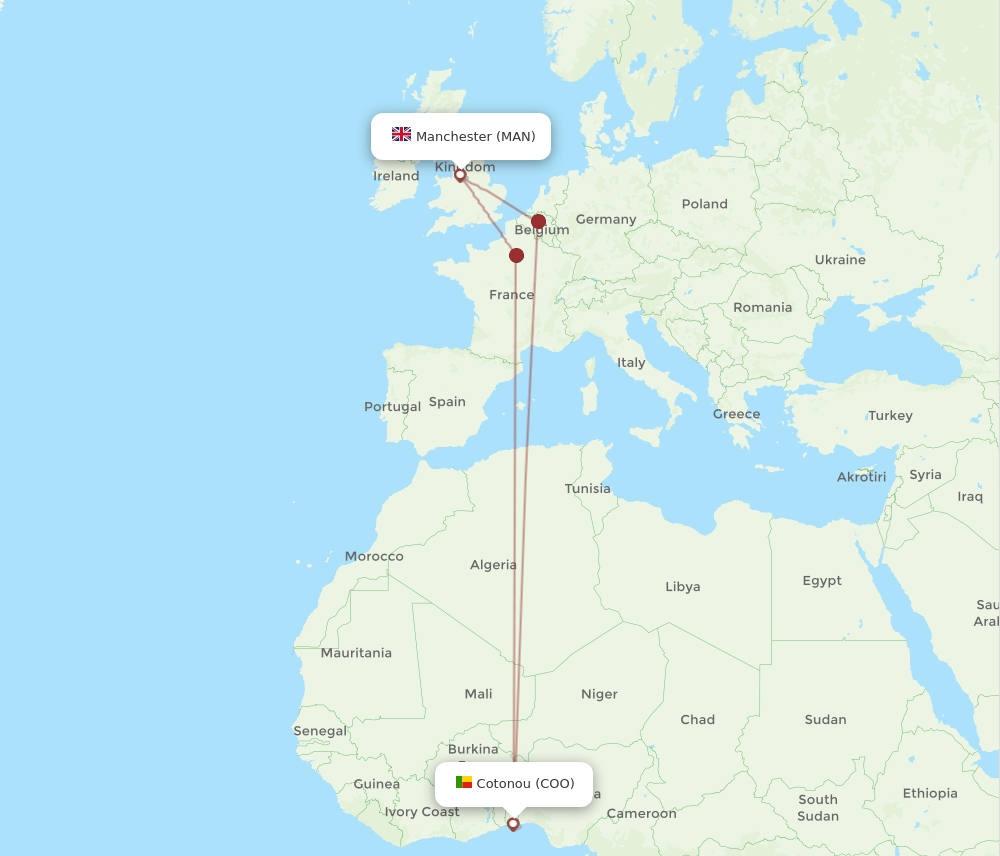 MAN-COO flight routes
