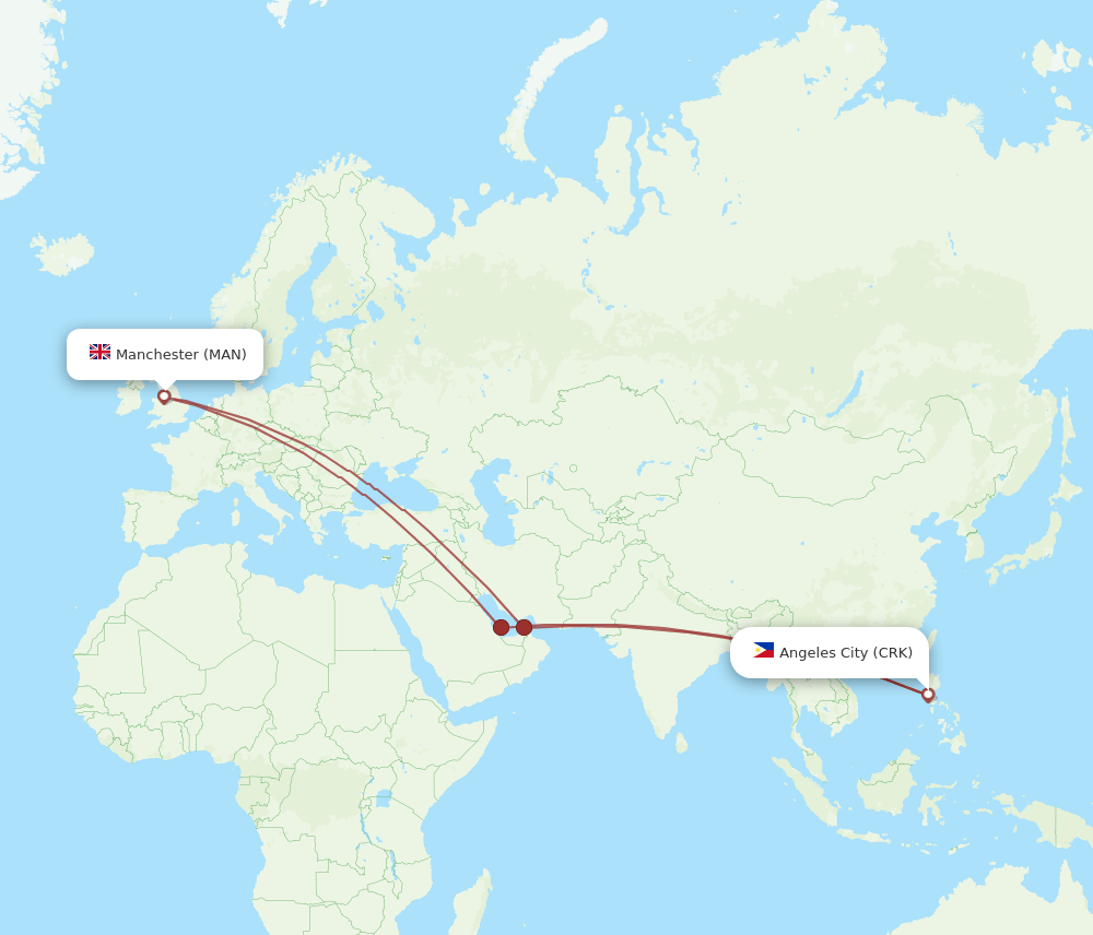 MAN-CRK flight routes