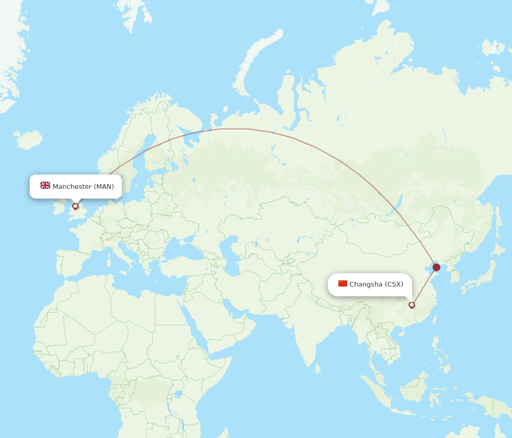 MAN-CSX flight routes