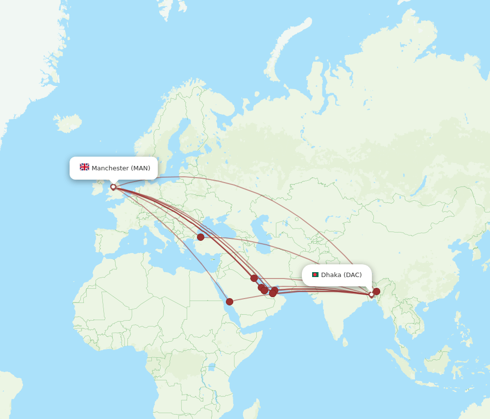 MAN-DAC flight routes