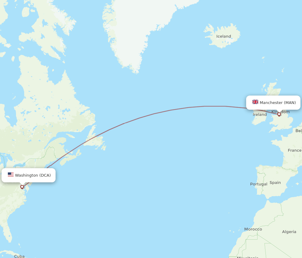 MAN-DCA flight routes