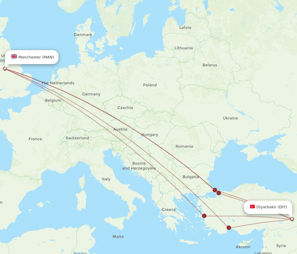MAN-DIY flight routes