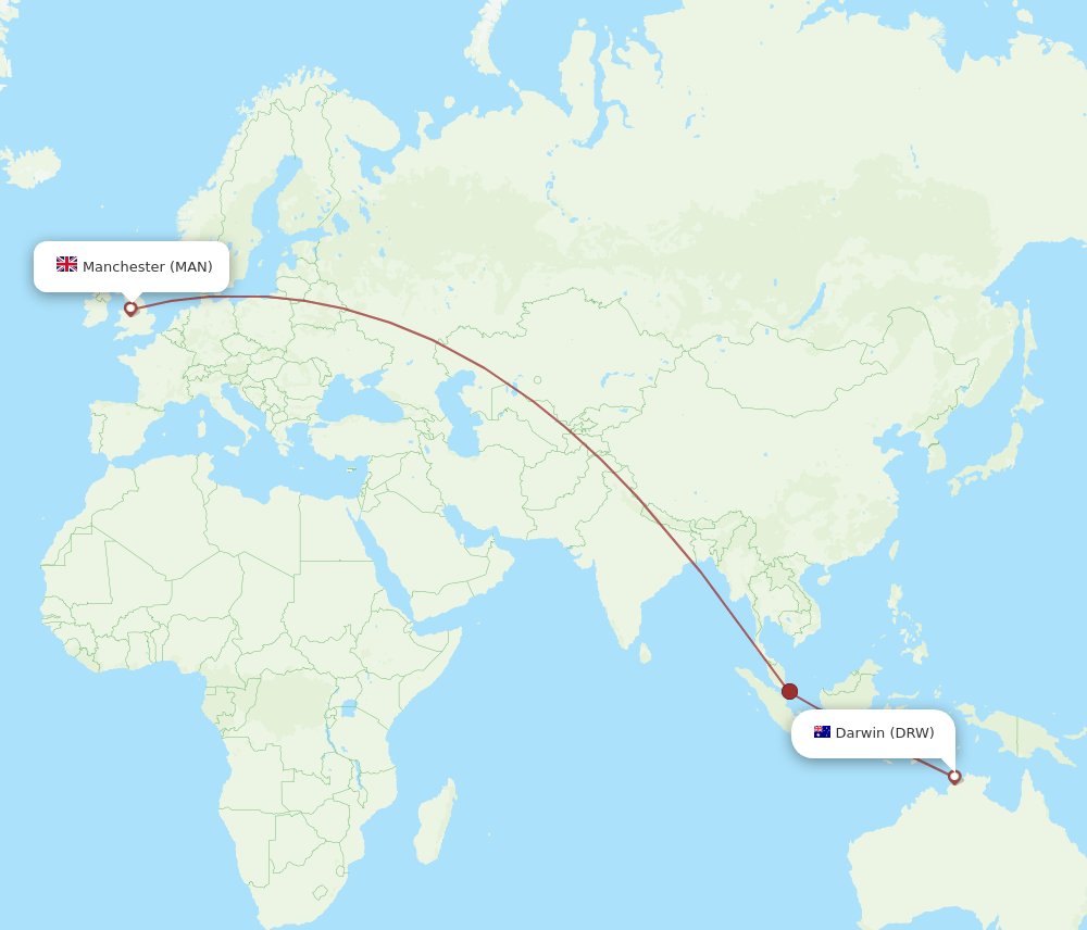 MAN-DRW flight routes