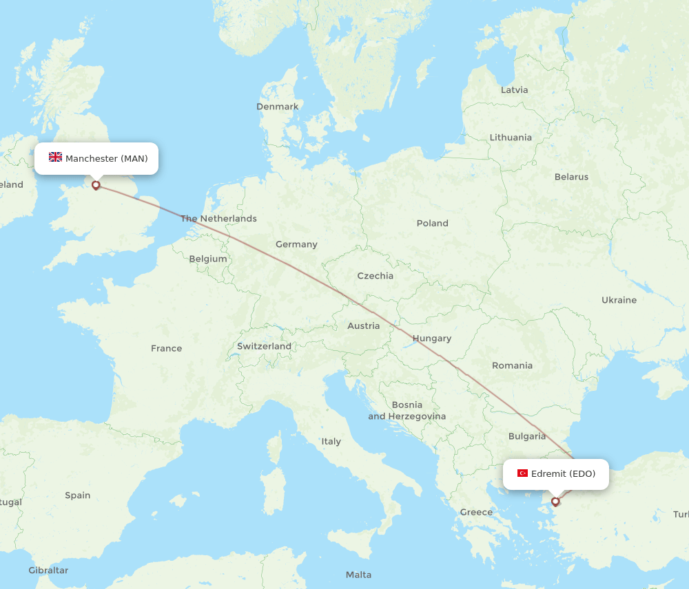 MAN-EDO flight routes