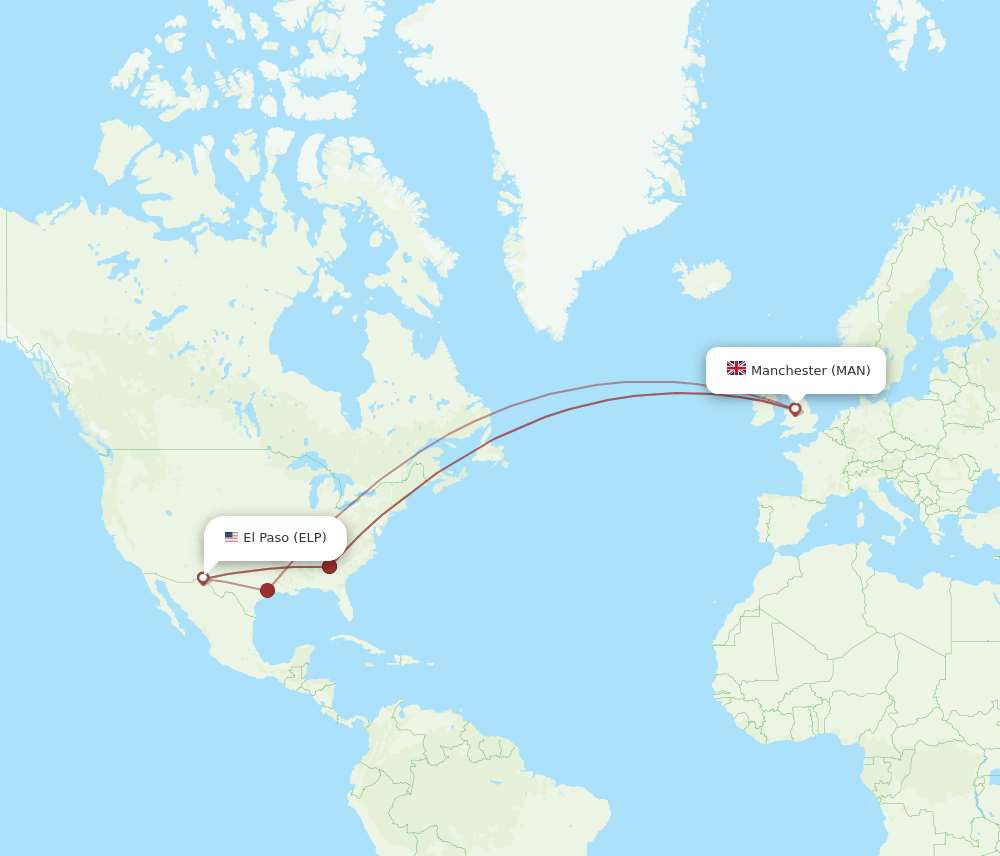 MAN-ELP flight routes