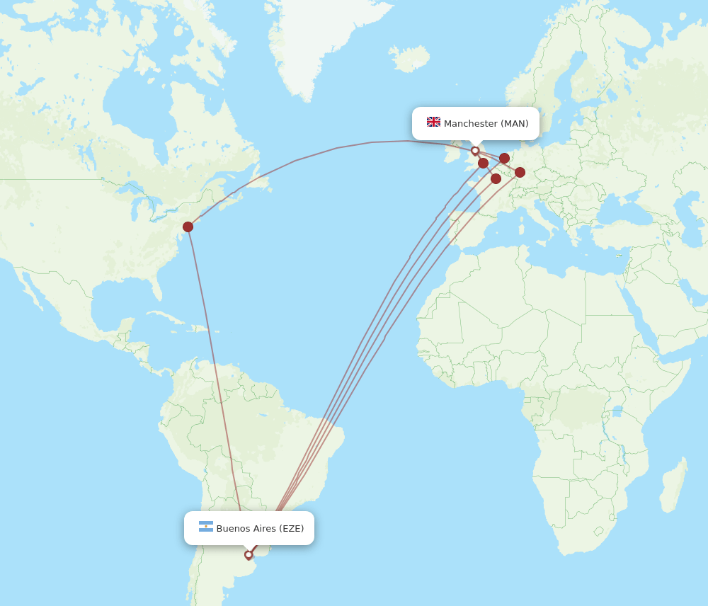MAN-EZE flight routes