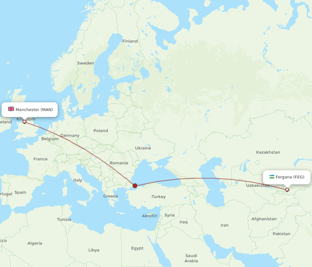 MAN-FEG flight routes