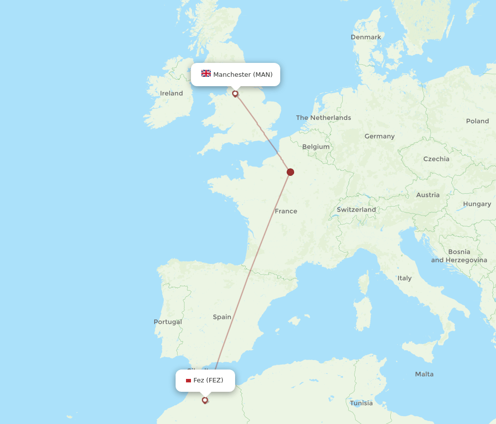MAN-FEZ flight routes