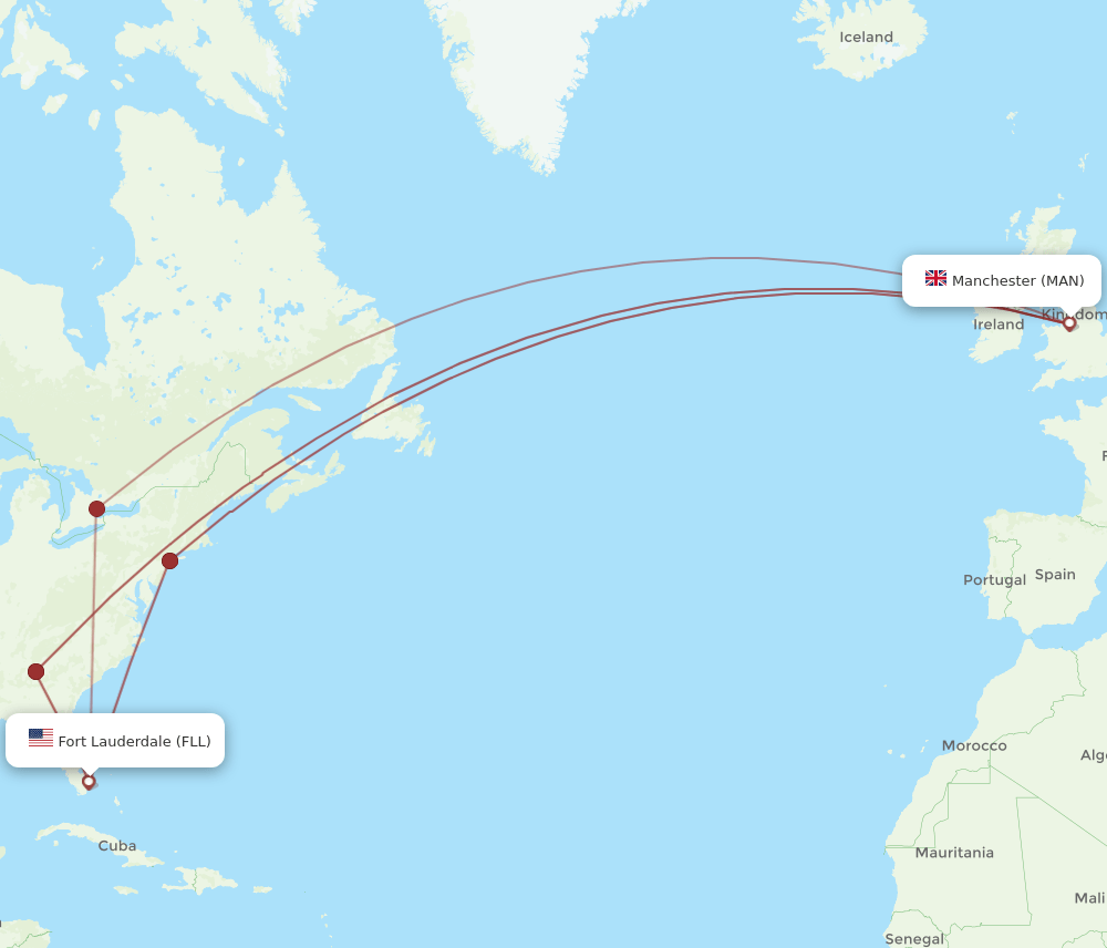 MAN-FLL flight routes