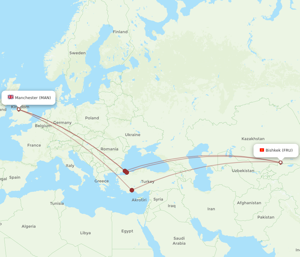 MAN-FRU flight routes