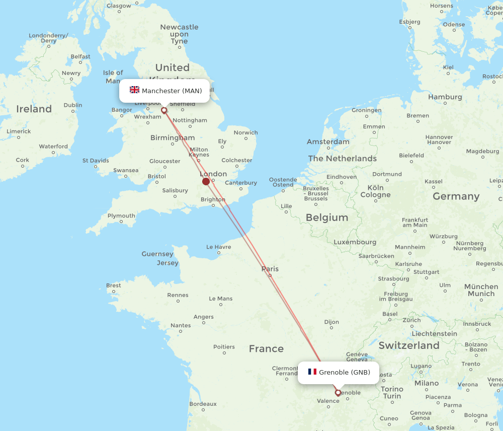 MAN to GNB flights and routes map