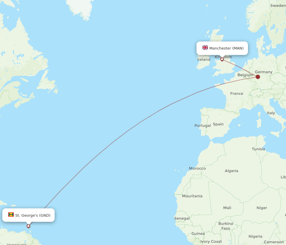 MAN-GND flight routes