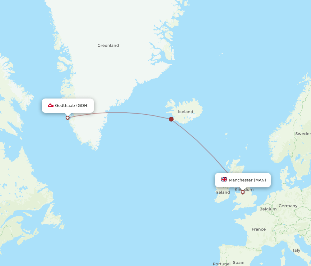 MAN-GOH flight routes