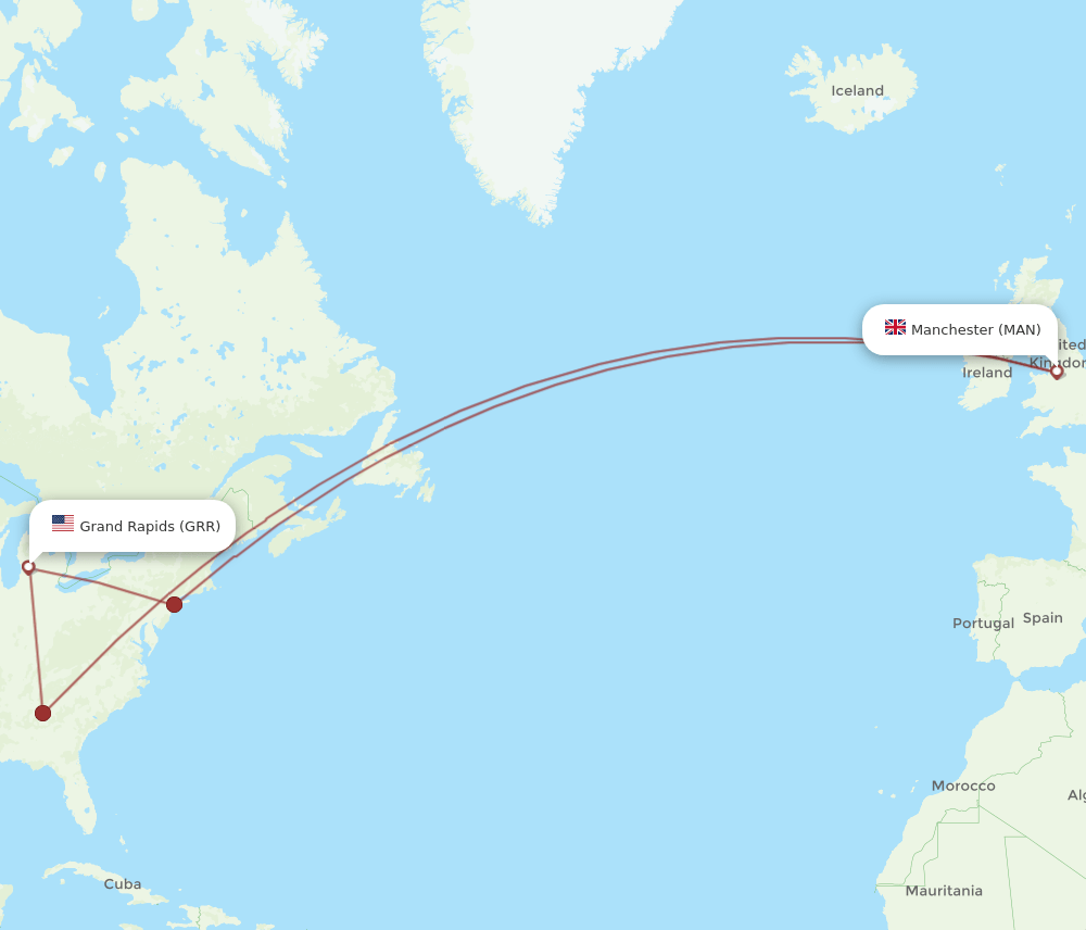 MAN-GRR flight routes