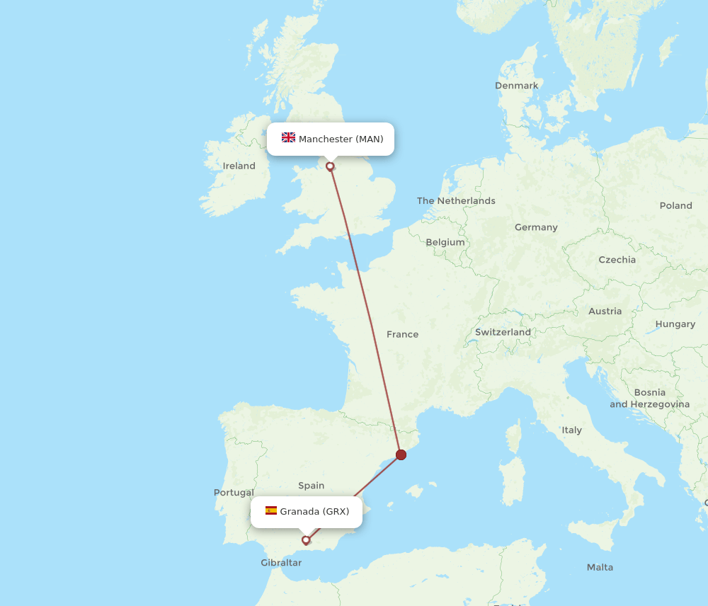 MAN-GRX flight routes