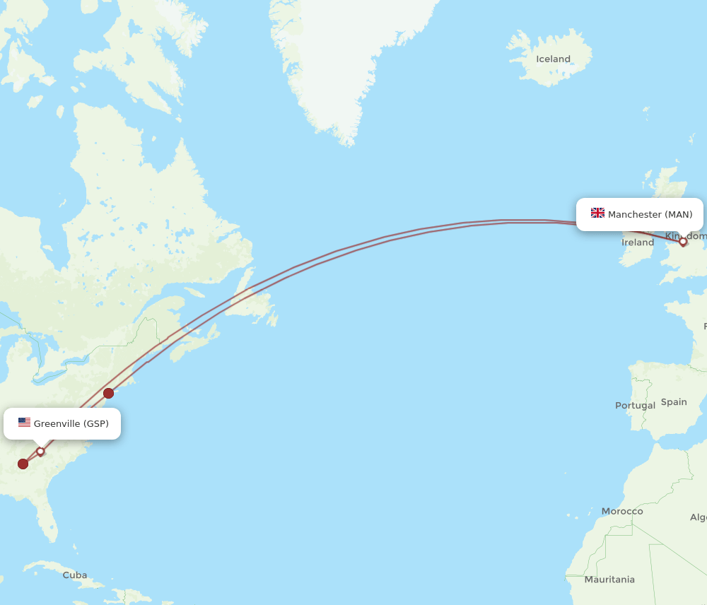 MAN-GSP flight routes