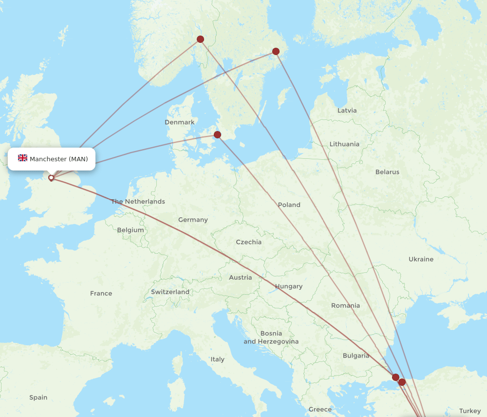 MAN to GZP flights and routes map