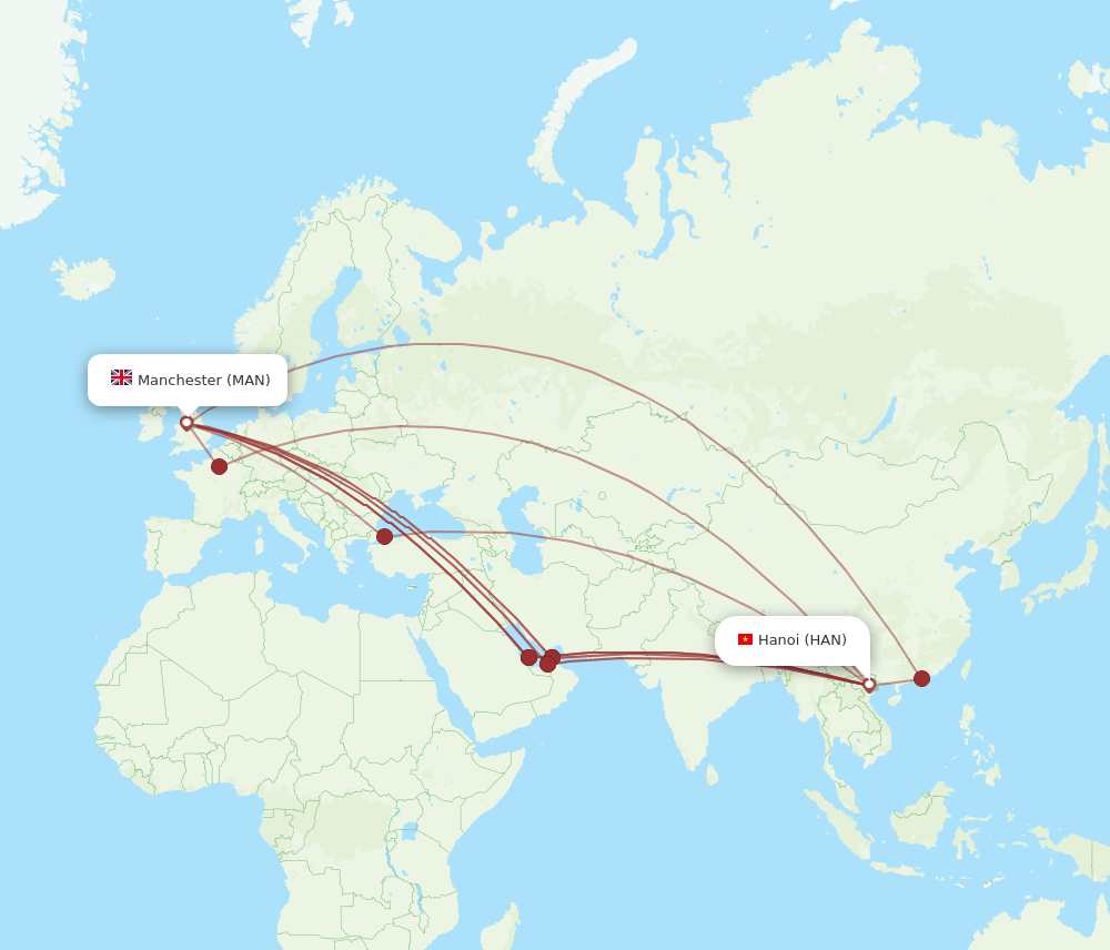 MAN-HAN flight routes