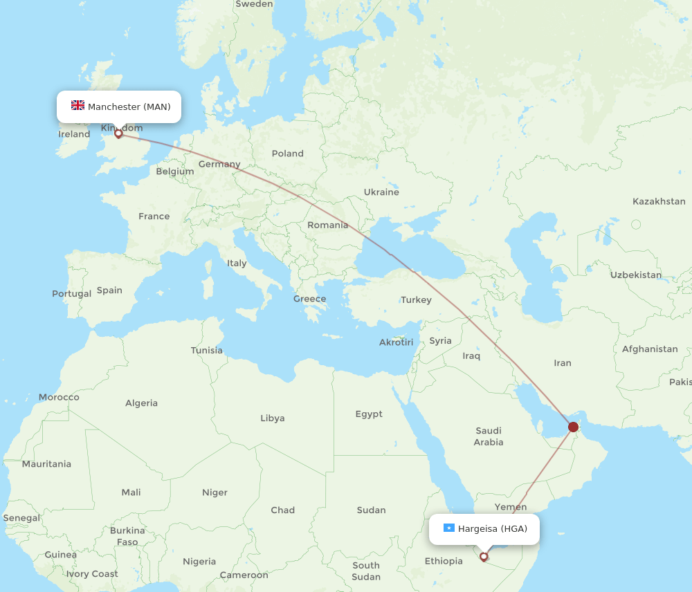 MAN-HGA flight routes