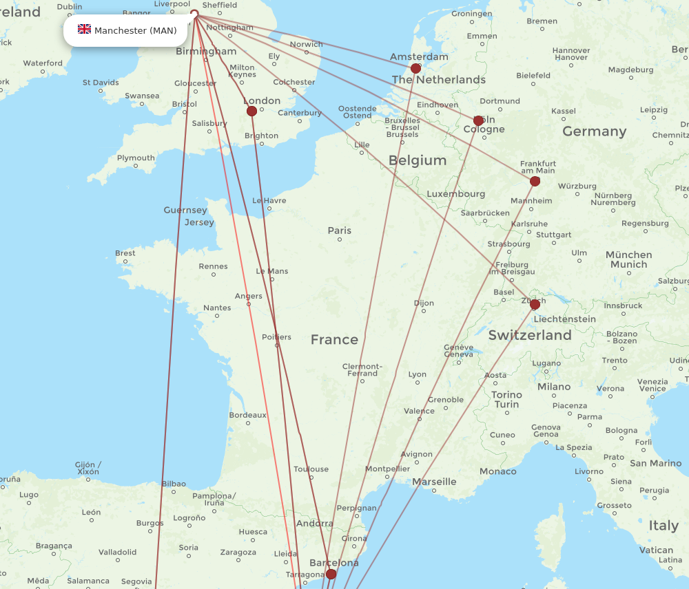 MAN to IBZ flights and routes map