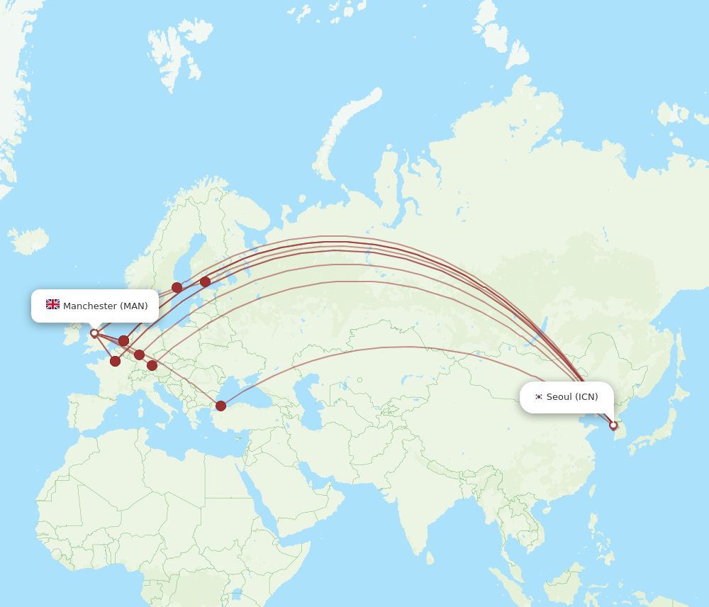 MAN-ICN flight routes