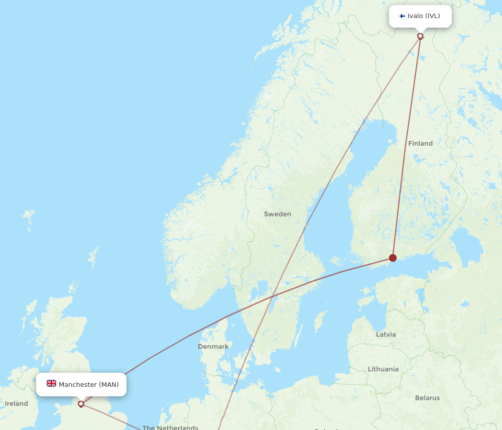 MAN-IVL flight routes