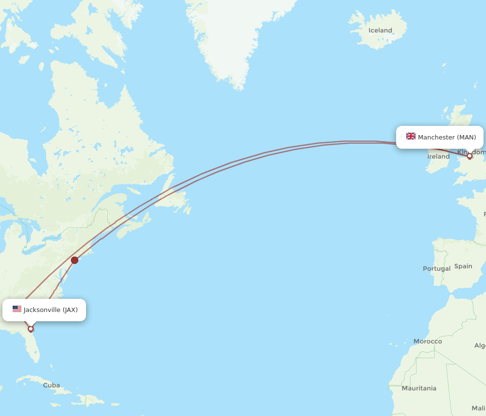 MAN-JAX flight routes