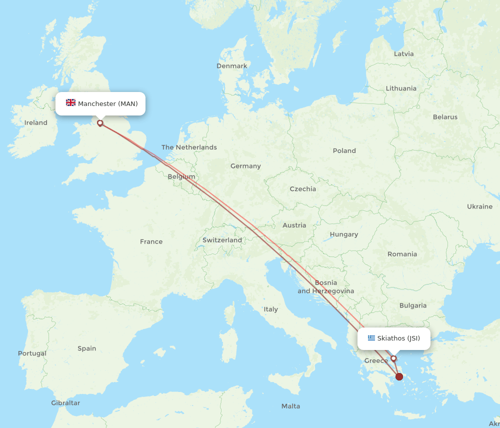 MAN-JSI flight routes