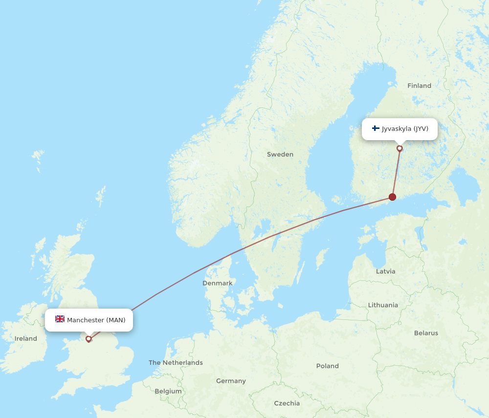 MAN-JYV flight routes