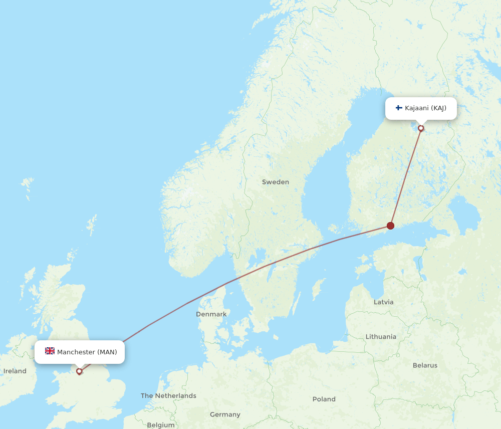 MAN-KAJ flight routes