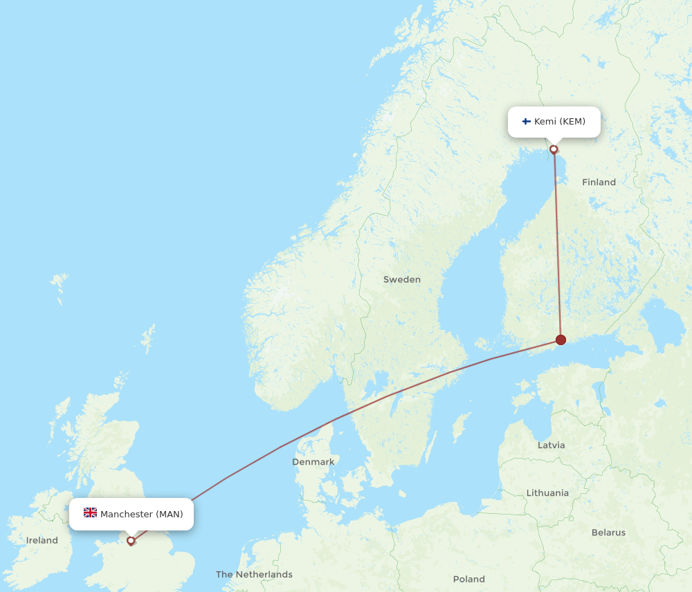 MAN-KEM flight routes