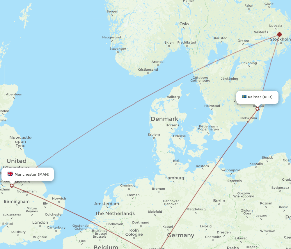 MAN-KLR flight routes